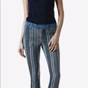 NWT 7 FOR ALL MANKIND  MALHIA KENT THE SIDE ZIP PIECED BLUE SILVER